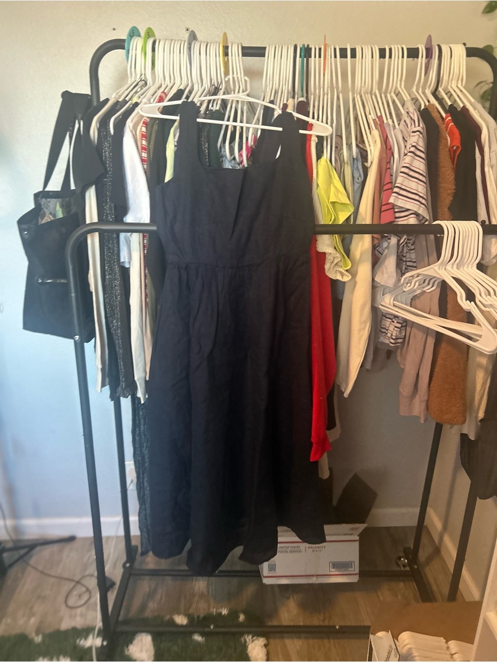 Quince Black Sleeveless Midi Dress